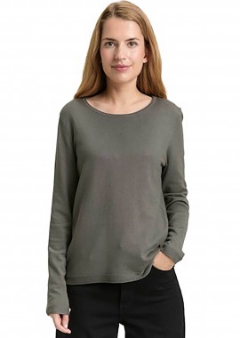 TOM TAILOR - Tom Tailor γυναικεία πλεκτή μπλούζα μονόχρωμη Regular Fit - 1049492 Λαδί