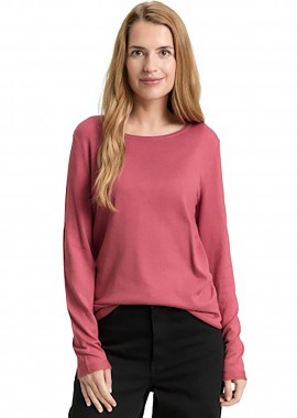 Tom Tailor γυναικεία πλεκτή μπλούζα μονόχρωμη Regular Fit - 1049492 Ροζ Hot