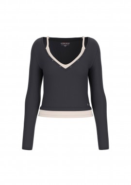 GUESS - Guess γυναικεία μπλούζα με εσωτερικό τοπ Regular Fit - W6RP31KD072 Μαύρο