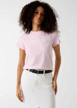 GUESS - Guess γυναικείο T-shirt με λογότυπο Regular Fit - W6GIC5K8HM0 Ροζ