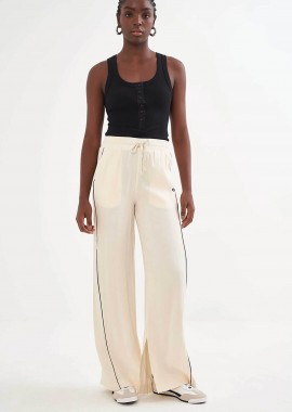 Colcci γυναικείο λινό παντελόνι φόρμας με contrast ρίγα Relaxed Fit 