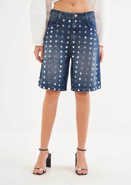 COLCCI - Colcci γυναικείο σορτς denim με τρουκς Straight Fit - 004.11.00078 Denim Blue