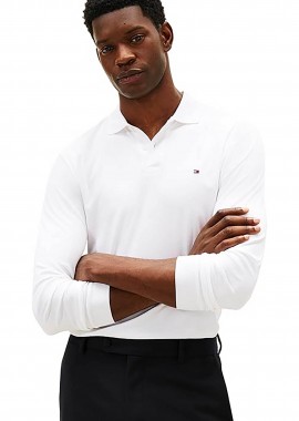 Tommy Hilfiger ανδρική μπλούζα πόλο με κεντημένο logo flag Regular Fit - MW0MW37317 Λευκό