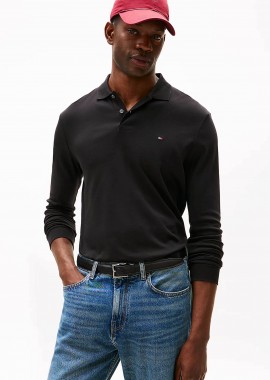 Tommy Hilfiger ανδρική μπλούζα πόλο με κεντημένο logo flag Regular Fit - MW0MW37317 Μαύρο