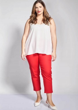 PARABITA - Parabita γυναικείο παντελόνι chino Straight Fit - 012610209706 Κόκκινο