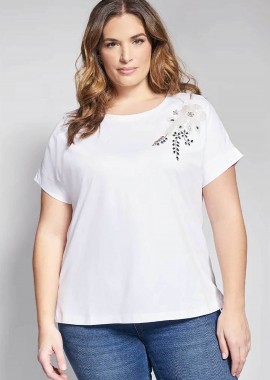PARABITA - Parabita γυναικείο T-shirt με στρας - 012610109779 Λευκό