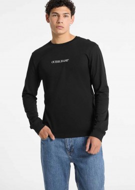 GUESS - Guess ανδρική μακρυμάνικη μπλούζα με λογότυπο Regular Fit - M5RI84K8HM0 Μαύρο