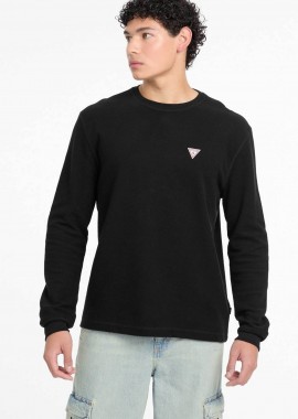 Guess ανδρική μπλούζα με logo patch Regular Fit - M4BI77KCII1 Μαύρο