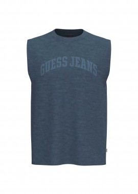 Guess ανδρική αμάνικη μπλούζα με logo print Regular Fit - M6GPB2K8FQ4 Μπλε