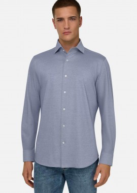 BOGGI MILANO - Boggi Milano ανδρικό πουκάμισο μονόχρωμο Regular Fit - BO26P019601 Μπλε