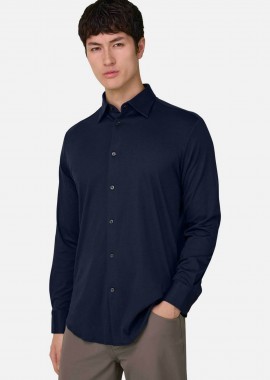BOGGI MILANO - Boggi Milano ανδρικό πουκάμισο μονόχρωμο Regular Fit - BO26P030502 Μπλε Navy