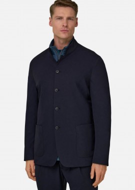 BOGGI MILANO - Boggi Milano ανδρικό σακάκι με Nehru γιακά Regular Fit - BO26P060501 Μπλε Navy