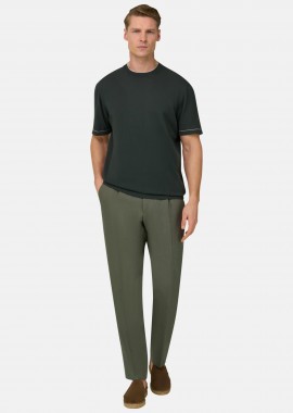 BOGGI MILANO - Boggi Milano ανδρικό λινό παντελόνι Tapered Fit - BO26P068301 Πράσινο Σκούρο