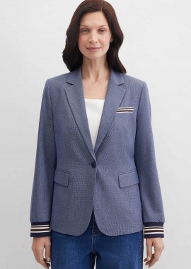GERRY WEBER - Gerry Weber γυναικείο πλεκτό σακάκι με contrast λεπτομέρειες - N60154399044 Μπλε