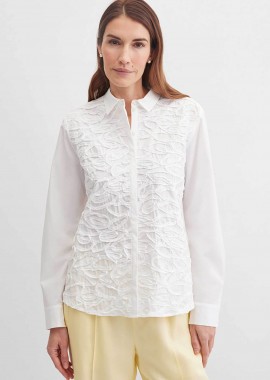 GERRY WEBER - Gerry Weber γυναικείο πουκάμισο με ανάγλυφο σχέδιο Flared A-line - N60483102040 Λευκό