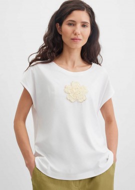GERRY WEBER - Gerry Weber γυναικείο T-shirt με 3D κέντημα - N61265102040 Λευκό