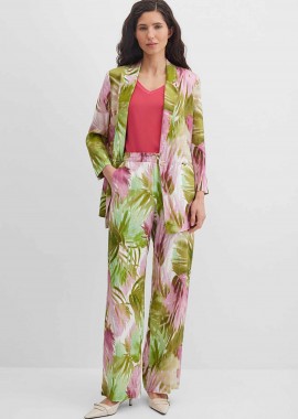 GERRY WEBER - Gerry Weber γυναικεία παντελόνα λινή με floral print - N67014630044 Πράσινο