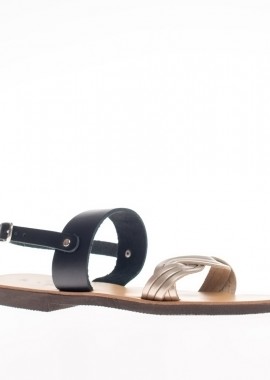 SEMELI SANDALS - Γυναικεία ΔΕΡΜΑΤΙΝΟ ΣΑΝΔΑΛΙ SEMELI 221 ΜΑΥΡΟ