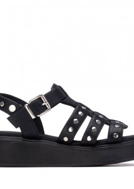 XTI - Γυναικεία Xti Γυναικείο Σανδάλι Flatform 145238 Vegan ΜΑΥΡΟ