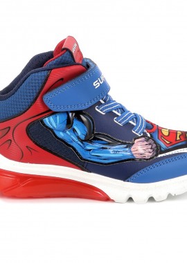 Παιδικό Αθλητικό Μποτάκι για Αγόρι Geox Superman Ciberdron Ανατομικό με Φωτάκια On/Off Χρώματος Μπλε J56LBF 0BC14 C0200