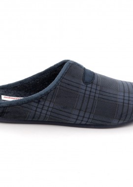 Ανδρική Παντόφλα Adam's Χρώματος Μπλε Καρό 739-25502-19.1