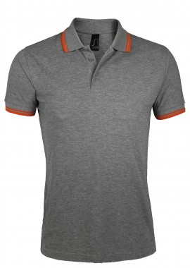 SOLS - Ανδρικό Polo Cotton Πικέ 00577 SOL'S Pasadena Grey Melange/Orange