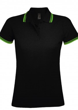 SOLS - Γυναικείο Πόλο Πικέ 00578 SOL'S Pasadena Black/Lime