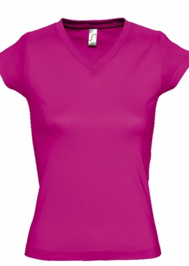 Γυναικείο T-shirt με Λαιμόκοψη V 11388 SOL'S Moon Fuchsia