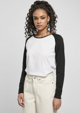 Ladies Contrast Raglan Longsleeve Urban Classics TB4539-01248 White/Black