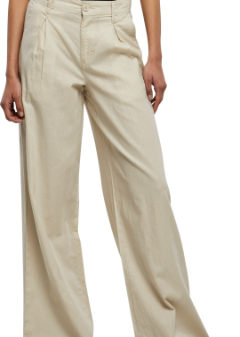 Ladies High Linen Mixed Wide Leg Pants Urban Classics TB5991-03680 softseagrass
