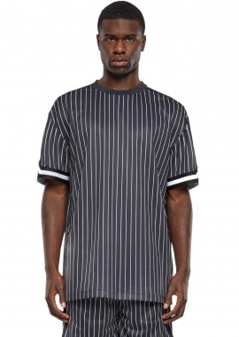 Urban Classics - Oversized T-shirt TB6680 Urban Classics Striped Mesh Tee Black/White