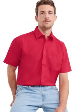 Russell - Ανδρικό Κοντομάνικο Πουκάμισο R-935M-0 Russell Poplin Classic Fit Classic Red