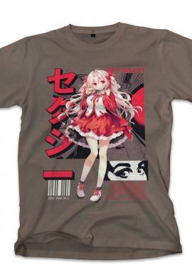 T-Shirt Anime Silly Girl Pop Culture Military Green