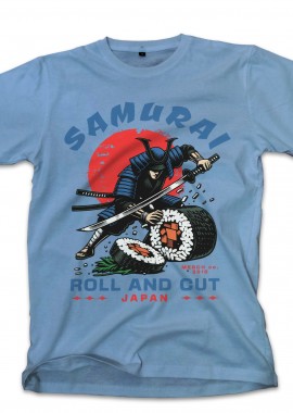 Pop Culture - T-Shirt Samurai Sushi Pop Culture Carolina Blue