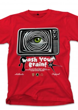 T-Shirt Wash Your Brain Pop Culture Red