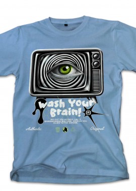 T-Shirt Wash Your Brain Pop Culture Carolina Blue