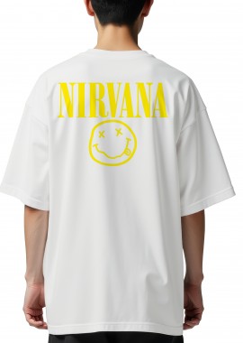 Rock Avenue - Oversized T-Shirt Nirvana Face Art Rock Avenue White