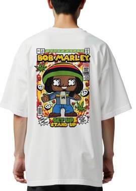 Oversized T-Shirt Bob Marley Pop Culture White