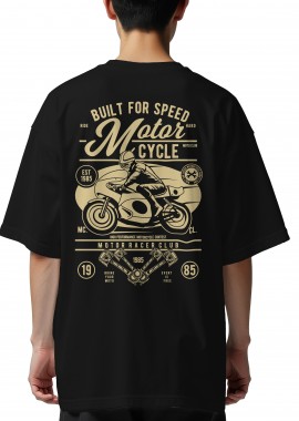 Oversized T-Shirt Built For Speed Motorcycle Pop Culture Black