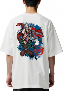Oversized T-Shirt Demon Slayer A Pop Culture White