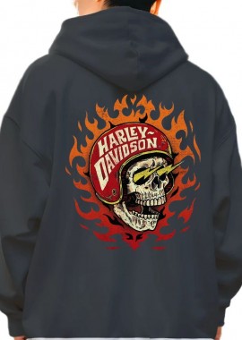 Pop Culture - Hoodie Harley Davidson Skull Pop Culture Black