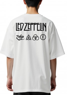Oversized T-Shirt Led Zeppelin Logo Art Rock Avenue White
