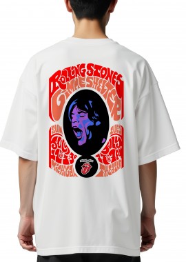 Rock Avenue - Oversized T-Shirt Rolling Stones Art1 Rock Avenue White