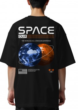 Oversized T-Shirt Space Pop Culture Black