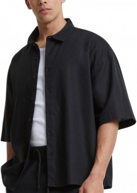 Πουκάμισο Boxy Cotton Linen TB6608 Urban Classics Black