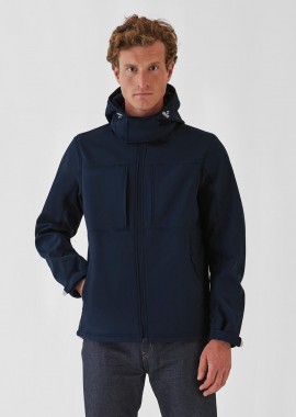 B & C - Ανδρικό Μπουφάν Hooded Softshell JM950 B&C Outerwear Navy