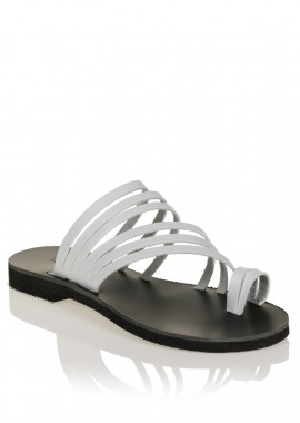 Σανδάλια λευκά δερμάτινα με σχέδιο απο λουράκια ΛΕΥΚΟ