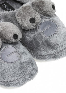 Παντόφλες γκρι με γούνα σχέδιο monkey ΓΚΡΙ