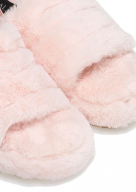 Παντόφλες ροζ γούνινες με λάστιχο ΡΟΖ
