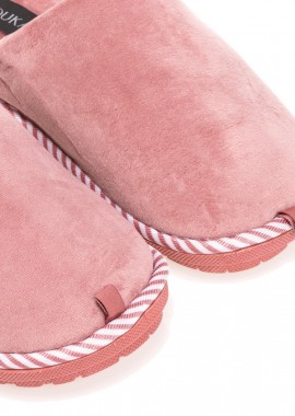 Παντόφλες σάπιο μήλο σουέτ με ριγέ λεπτομέρειες ΣΑΠΙΟ ΜΗΛΟ